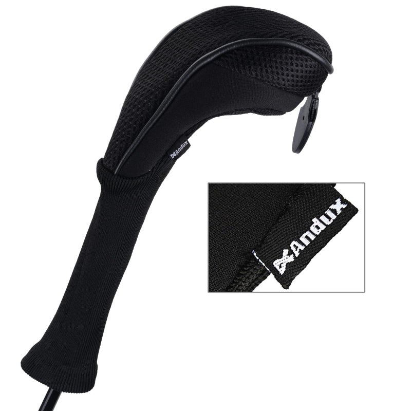 Andux 4 Pack Long Neck Golf Hybrid Club Head Covers Dial No. Tag CTMT-01 Black/Black - Image 4